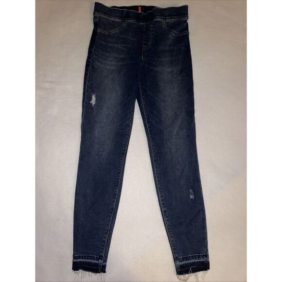 SPANX Distressed Denim Legging‎ Women's Pull-on Blue Jeans Size M - Picture 1 of 6